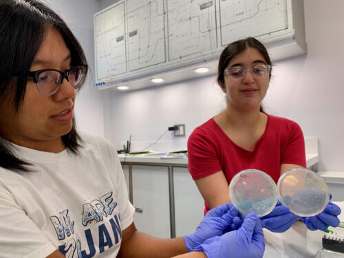 Gabby Centano holding up petri dish