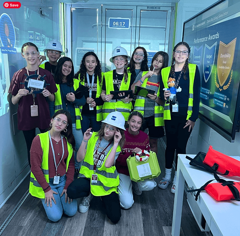 students group photo in stem lab