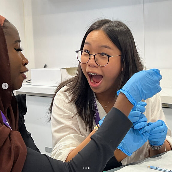 student excited in mobile stem lab