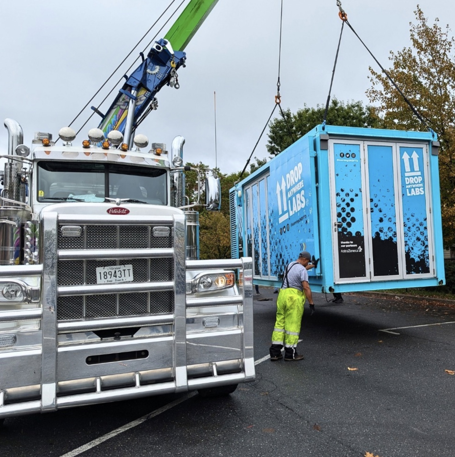 the drop anywhere lab is literally dropped into the parking lot