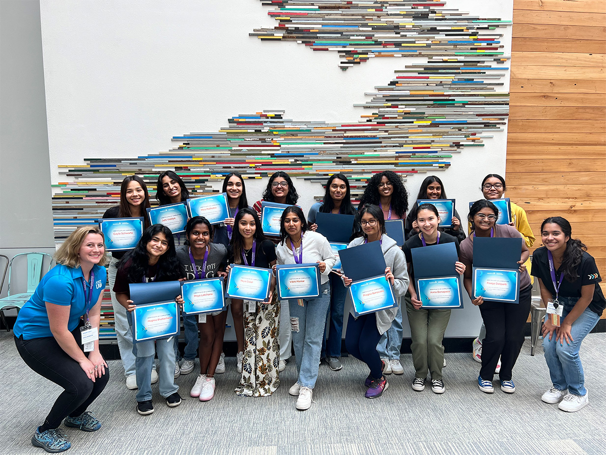 emerging leaders in stem students with their certificates