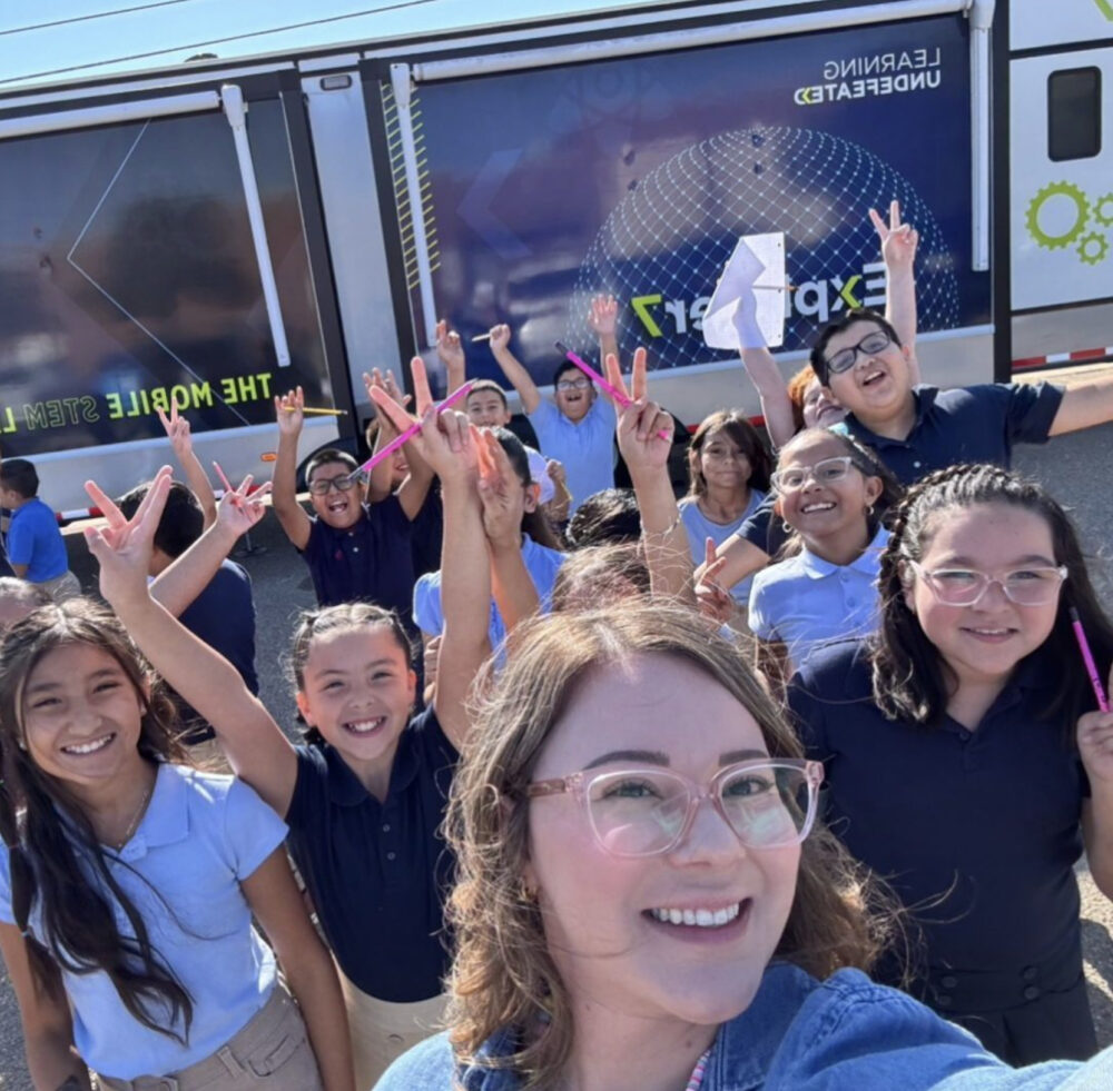 teacher happy with students