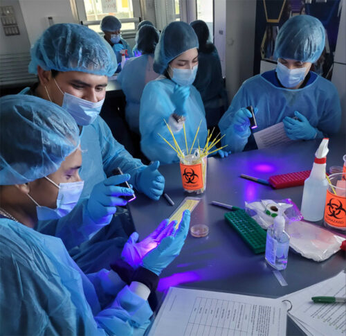students in protective gear working on the port of corpus christi lab