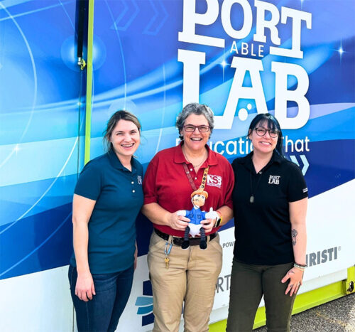 teachers outside the maine portable lab