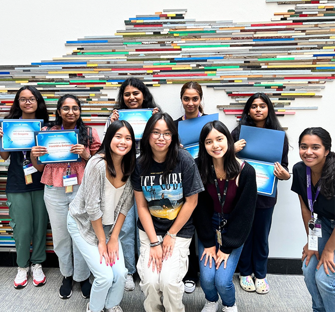 group pic of emerging leaders in biotechnology female student cohort with completion certificate